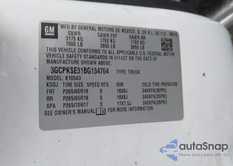 2011 Chevrolet Silverado 1500 Lt from USA, damaged, VIN 3GCPKSE31BG134764